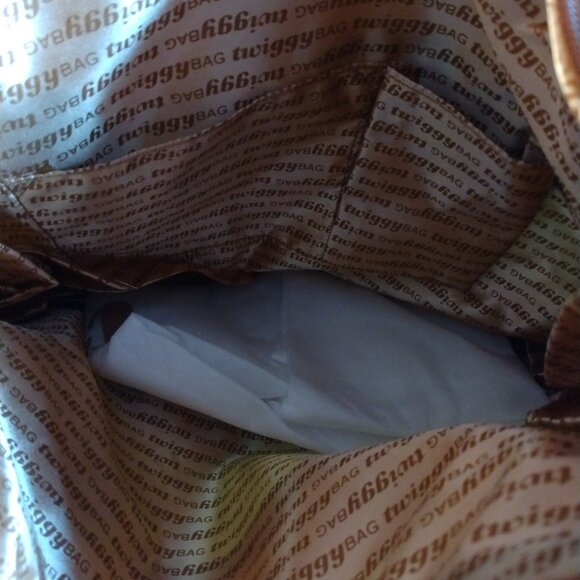 Twiggy London Shoulder Bag Cotton/Linen Vegan Leather Blue Green Beige *FLAWS* - Picture 9 of 16